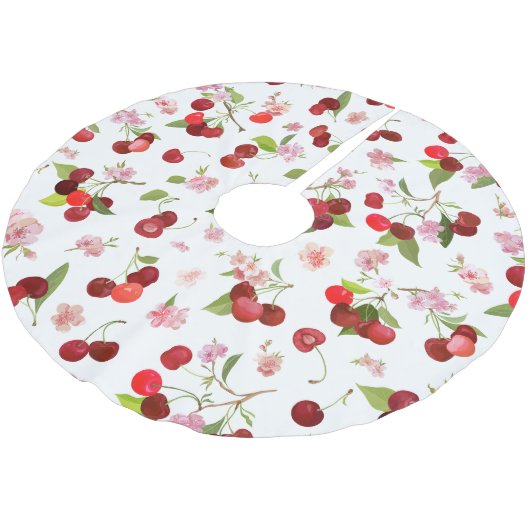 Jupon De Sapin En Polyester Brossé Motif cerise 1 (Angle)