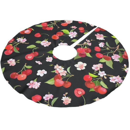 Jupon De Sapin En Polyester Brossé Motif cerise 2 (Angle)