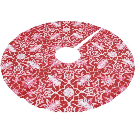 Jupon De Sapin En Polyester Brossé Motif chinois Art Nouveau - Rouge profond (Angle)