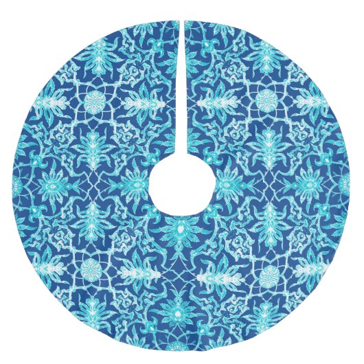 Jupon De Sapin En Polyester Brossé Motif chinois Art Nouveau - Turquoise et Bleu (Devant)