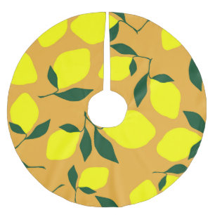 Jupon De Sapin En Polyester Brossé Motif citron simple, arrière - plan orange.