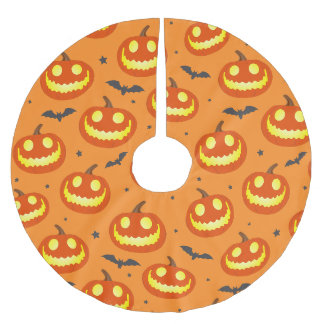 Jupon De Sapin En Polyester Brossé Motif citrouille Orange Fall