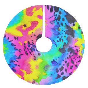 Jupon De Sapin En Polyester Brossé Motif coloré Wild Cheetah Tye Dye