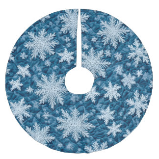 Jupon De Sapin En Polyester Brossé Motif courbé Flakes Bleu et Blanc