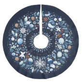 Jupon De Sapin En Polyester Brossé Motif courbé Noël bleu et blanc (Devant)