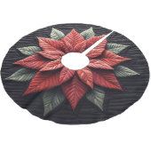 Jupon De Sapin En Polyester Brossé Motif courbé Poinsettia Noir (Angle)