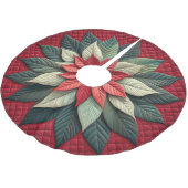 Jupon De Sapin En Polyester Brossé Motif courbé Poinsettia rouge (Angle)