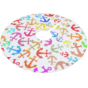 Jupon De Sapin En Polyester Brossé Motif d'Ancre de bateau coloré