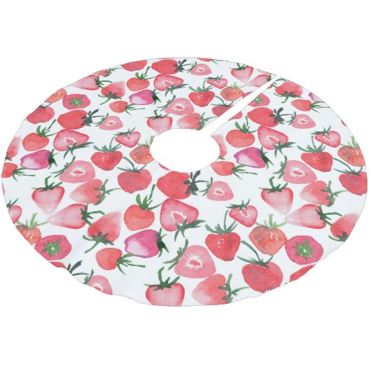 Jupon De Sapin En Polyester Brossé Motif d'aquarelle aux fraises rouges juteuses (Angle)