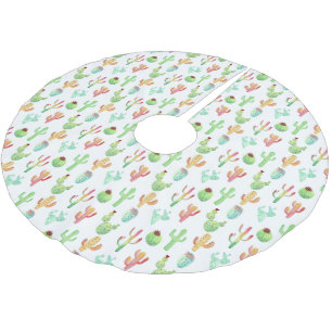 Jupon De Sapin En Polyester Brossé Motif d'aquarelle Cactus Pastel