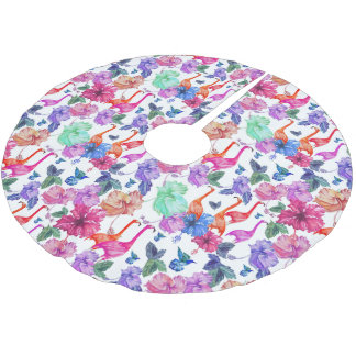 Jupon De Sapin En Polyester Brossé Motif d'aquarelle tropicale| Monogramme