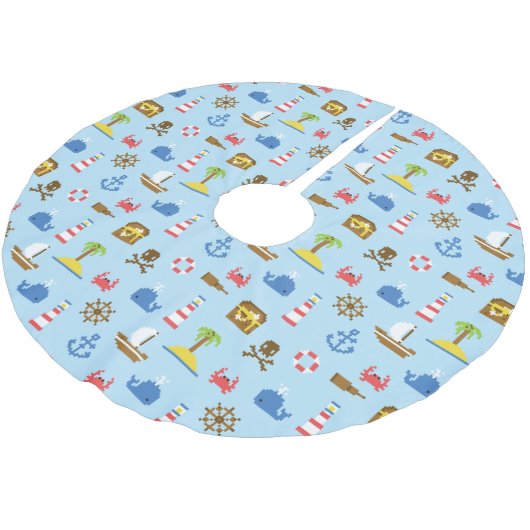 Jupon De Sapin En Polyester Brossé Motif d'art maritime Pixel (Angle)