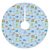 Jupon De Sapin En Polyester Brossé Motif d'art maritime Pixel (Devant)