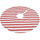 Jupon De Sapin En Polyester Brossé Motif de bande diagonale rouge et blanc (Angle)