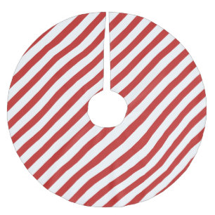 Jupon De Sapin En Polyester Brossé Motif de bande diagonale rouge et blanc