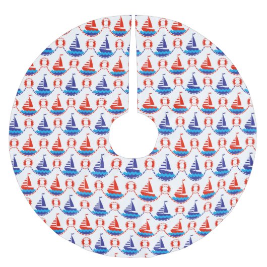 Jupon De Sapin En Polyester Brossé Motif de bateau à voile (Devant)