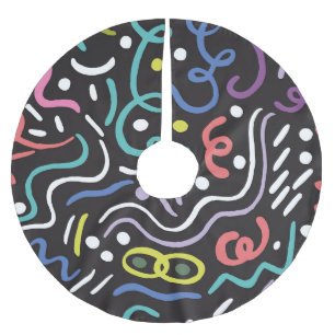 Jupon De Sapin En Polyester Brossé Motif de brosse dessiné à la main, lignes de zigza