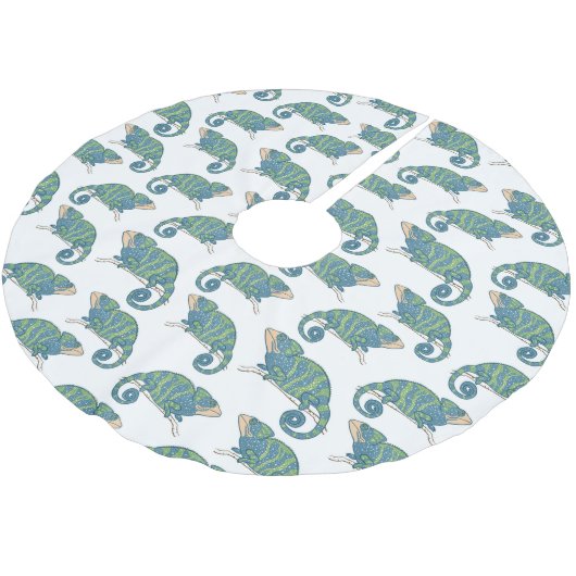 Jupon De Sapin En Polyester Brossé Motif de caméléon (Angle)