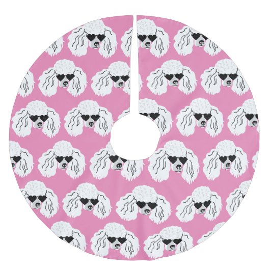 Jupon De Sapin En Polyester Brossé Motif de caniche mignon rose (Devant)