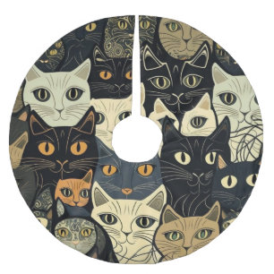 Jupon De Sapin En Polyester Brossé Motif de chat Artsy