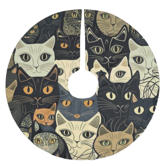 Jupon De Sapin En Polyester Brossé Motif de chat Artsy (Devant)