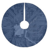 Jupon De Sapin En Polyester Brossé Motif de circuit Geek bleu (Devant)