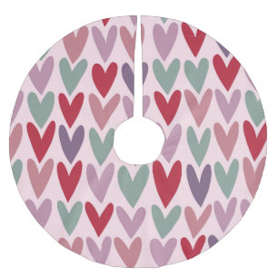 Jupon De Sapin En Polyester Brossé Motif de coeur 1