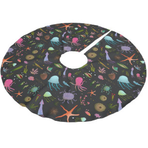 Jupon De Sapin En Polyester Brossé Motif de créatures de mer