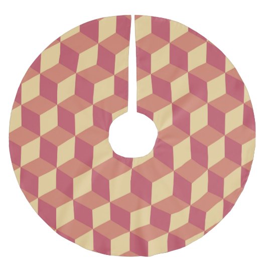 Jupon De Sapin En Polyester Brossé Motif de Cube rouge orange Abstrait (Devant)