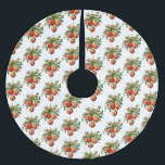 Jupon De Sapin En Polyester Brossé Motif de décorations d'arbre de Noël Cool rétro<br><div class="desc">Jupe d'arbre avec une illustration de style vintage. 3 boules de Noël rouges entourées de saints verts et de baies. Design rétro élégant.</div>