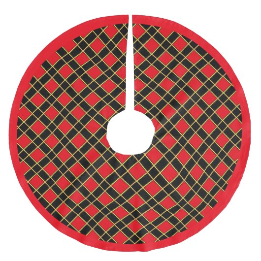 Jupon De Sapin En Polyester Brossé Motif de diamants noirs et rouges (Devant)