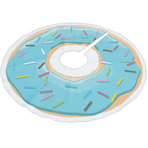 Jupon De Sapin En Polyester Brossé Motif de Donuts Colorés Rétro pour une Fête Amusan