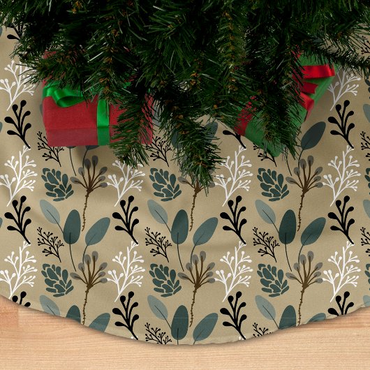 Jupon De Sapin En Polyester Brossé Motif de feuillage des tons de terre émoussés
