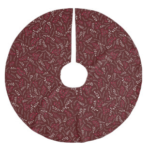 Jupon De Sapin En Polyester Brossé Motif de feuillage rustique bordeaux rouge sang de