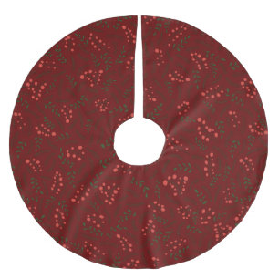 Jupon De Sapin En Polyester Brossé Motif de feuillage vert bordeaux de campagne rusti