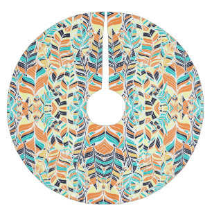 Jupon De Sapin En Polyester Brossé Motif de feuilles bohème coloré mignon