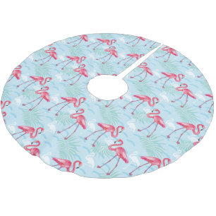 Jupon De Sapin En Polyester Brossé Motif de Flamant rose