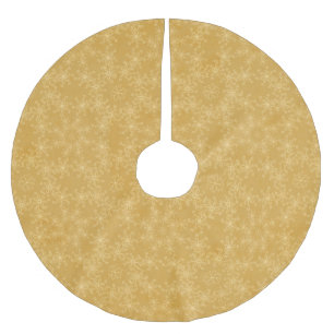 Jupon De Sapin En Polyester Brossé Motif de fleur de flocon de neige de Noël d'or