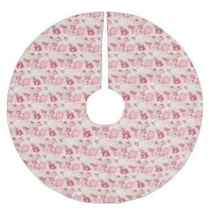 Jupon De Sapin En Polyester Brossé Motif de fleurs modernes roses mignonnes
