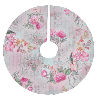 Jupon De Sapin En Polyester Brossé Motif de fleurs numériques : Allover Design