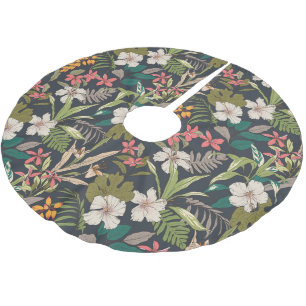 Jupon De Sapin En Polyester Brossé Motif de fleurs tropicales colorées