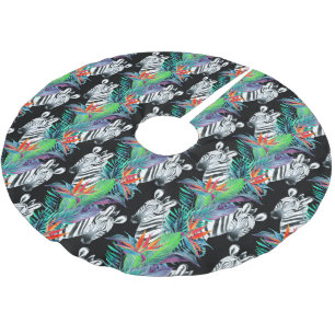 Jupon De Sapin En Polyester Brossé Motif De Fleurs Zébrées Et Exotiques