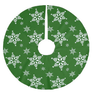 Jupon De Sapin En Polyester Brossé Motif de flocon de neige, Flakes blancs, Neige, Ve