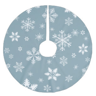 Jupon De Sapin En Polyester Brossé Motif de flocon de neige, flocons blancs, neige, g