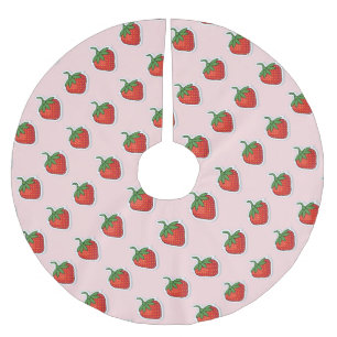 Jupon De Sapin En Polyester Brossé Motif de fraises rouges sucrées
