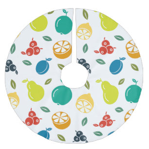 Jupon De Sapin En Polyester Brossé Motif de fruits, Plum, Orange, Citron, Poire, Pomm