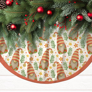 Jupon De Sapin En Polyester Brossé Motif de gnome festif arbre de Noël