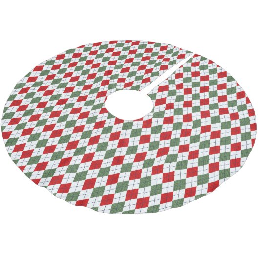 Jupon De Sapin En Polyester Brossé Motif de Jacquard vert et rouge (Angle)