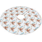 Jupon De Sapin En Polyester Brossé Motif de la Nativité Script Joyeux Noël (Angle)