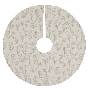 Jupon De Sapin En Polyester Brossé Motif de ligne florale minimal élégant